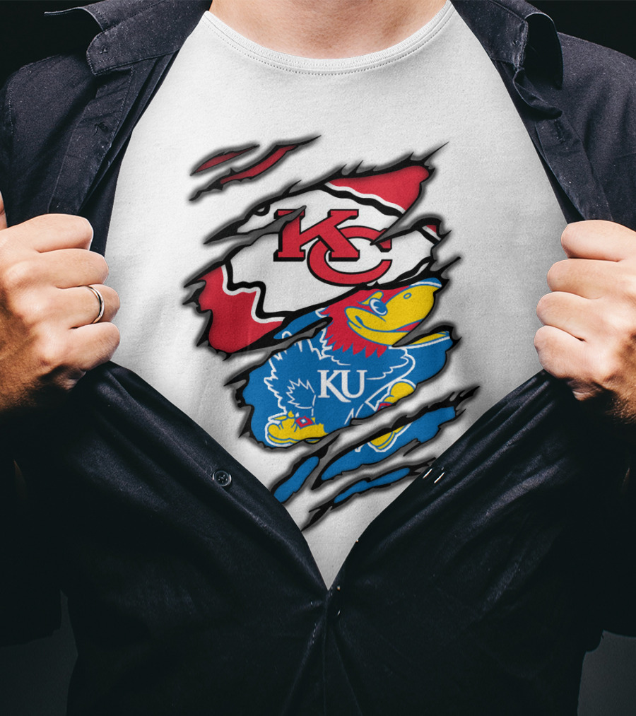 Kansas City Chiefs KU Jayhawks Logo Mashup T-Shirt