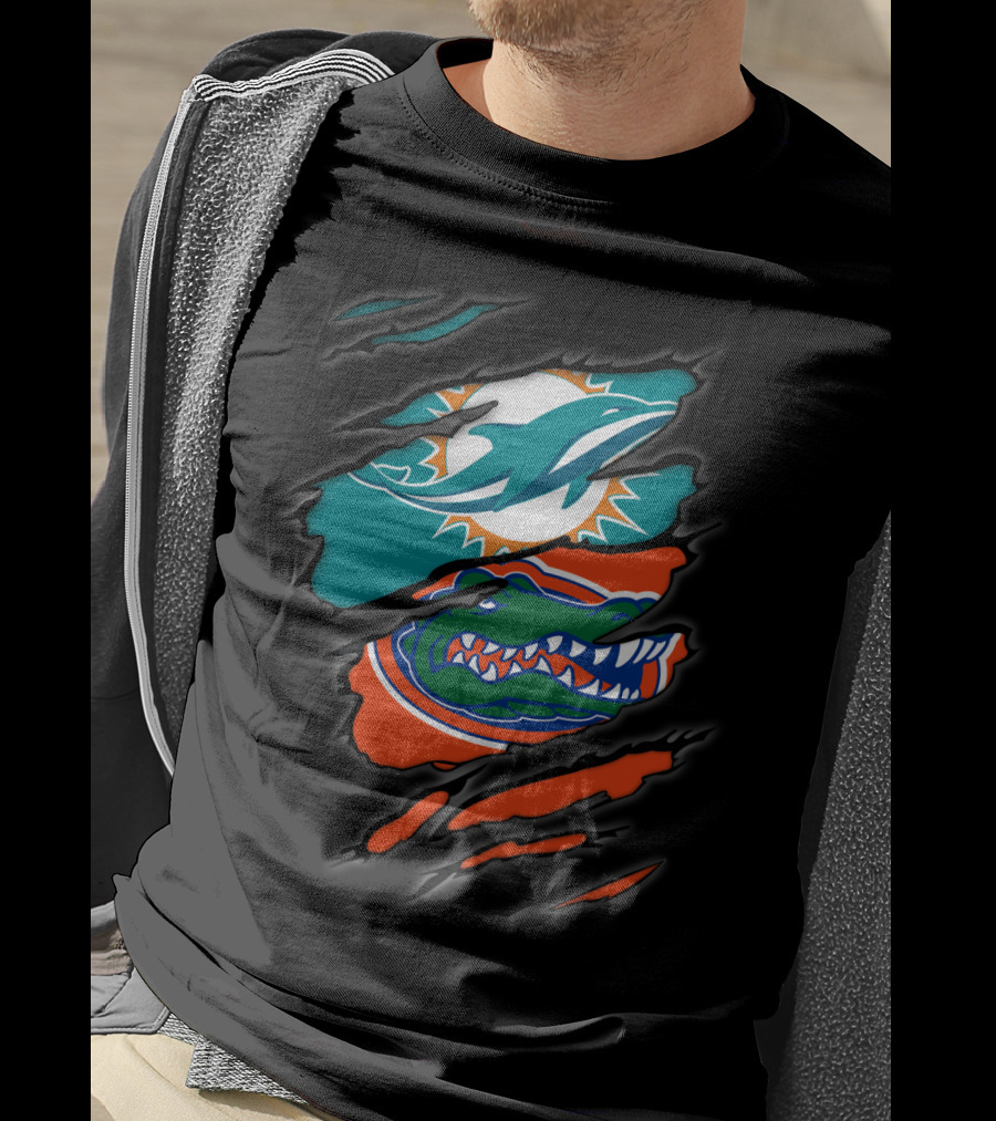 Miami Dolphins Florida Gators Torn Claw Marks T-Shirt