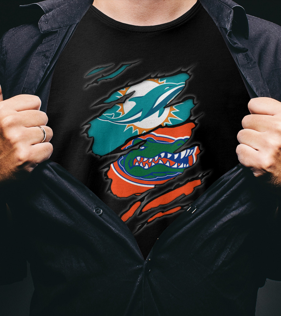 Miami Dolphins Florida Gators Torn Claw Marks T-Shirt