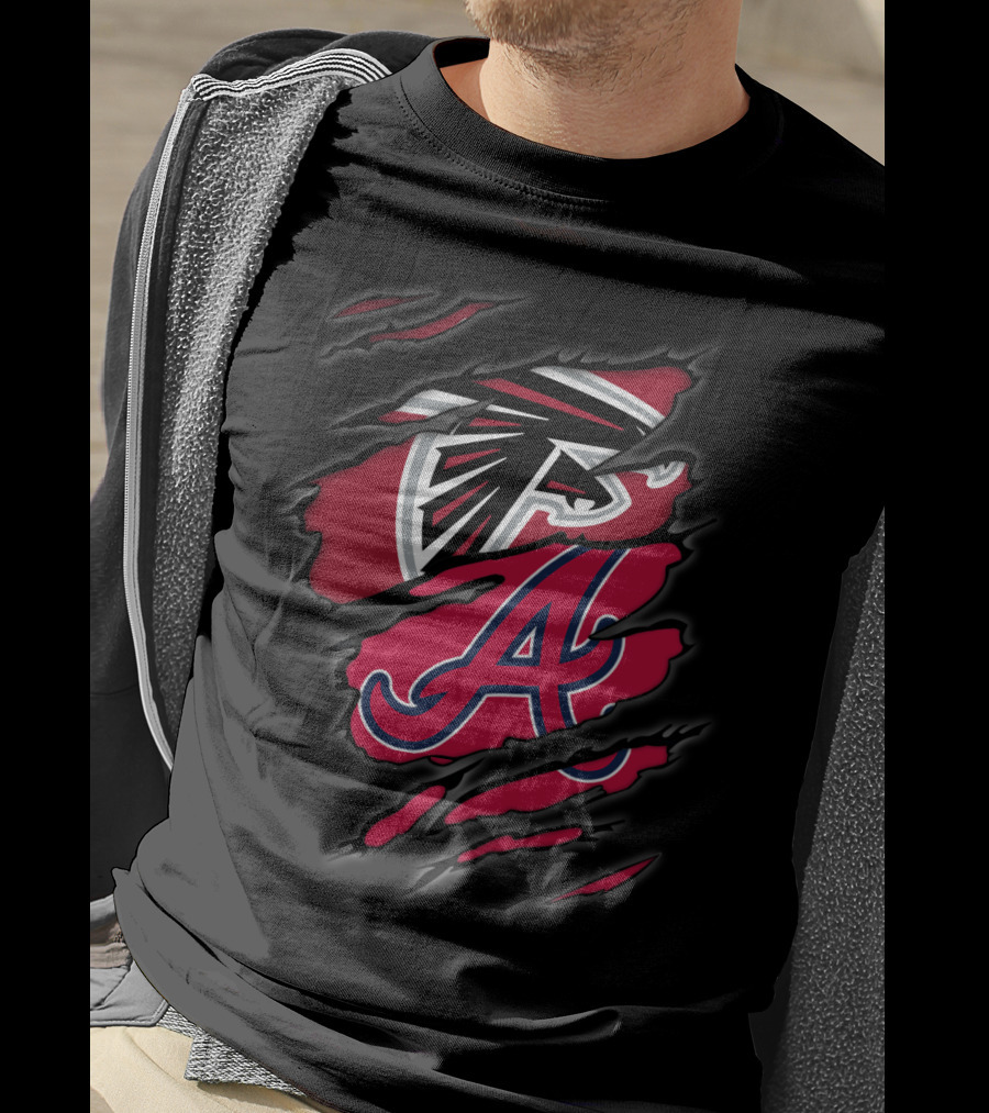 Atlanta Falcons Braves Dual Logo Rip T-Shirt