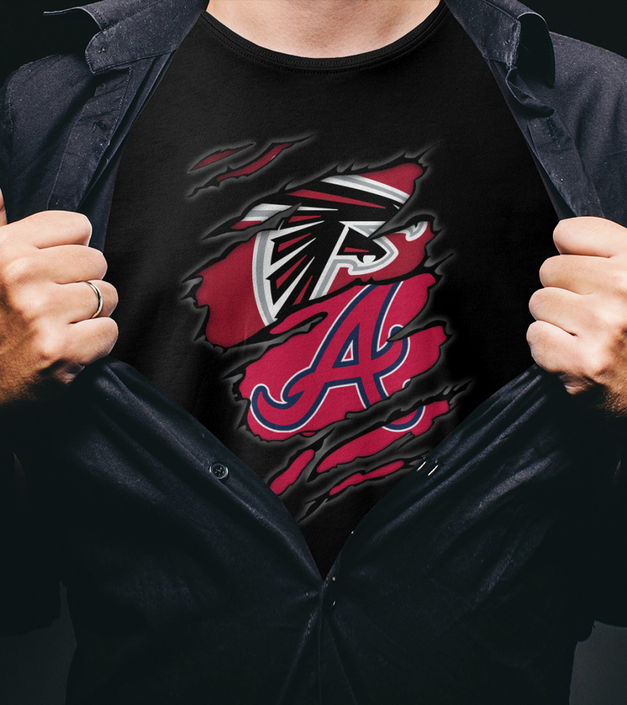 Atlanta Falcons Braves Dual Logo Rip T-Shirt