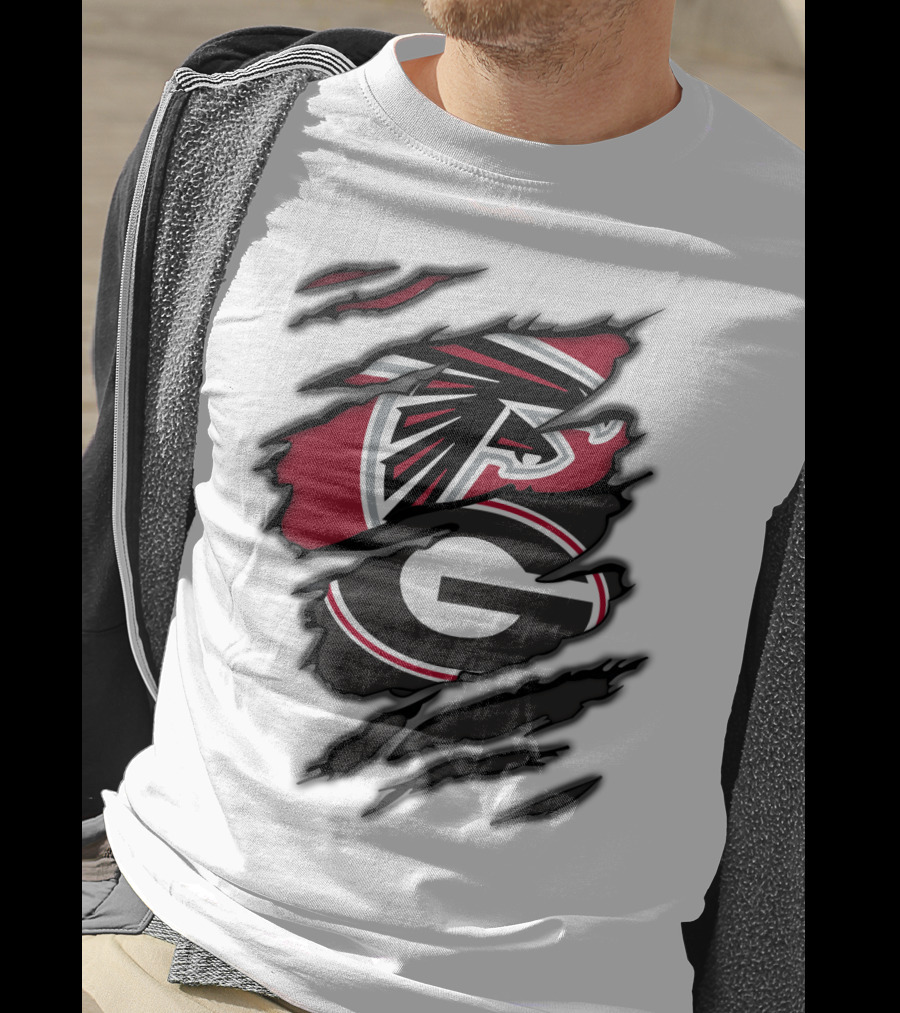 Atlanta Falcons Georgia Bulldogs Ripped Claw Marks T-Shirt