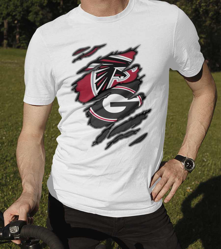 Atlanta Falcons Georgia Bulldogs Ripped Claw Marks T-Shirt