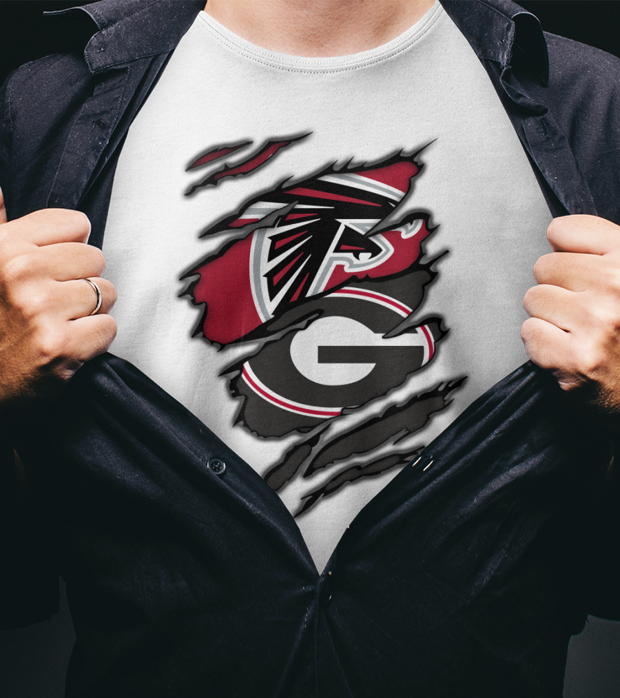Atlanta Falcons Georgia Bulldogs Ripped Claw Marks T-Shirt