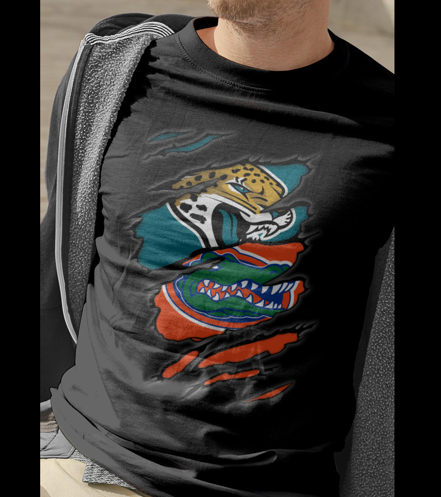 Jacksonville Jaguars Florida Gators Dual Logo Claw Marks T-Shirt