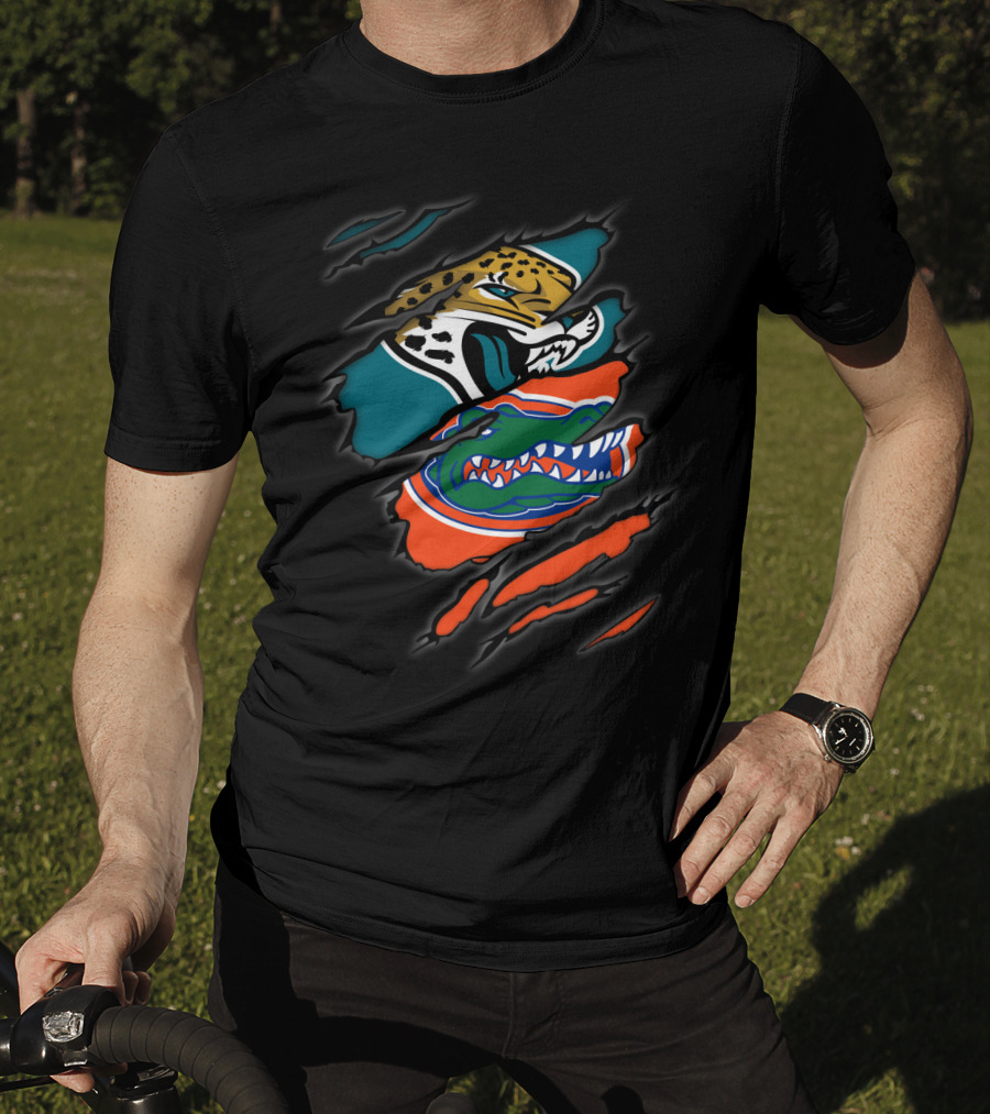 Jacksonville Jaguars Florida Gators Dual Logo Claw Marks T-Shirt