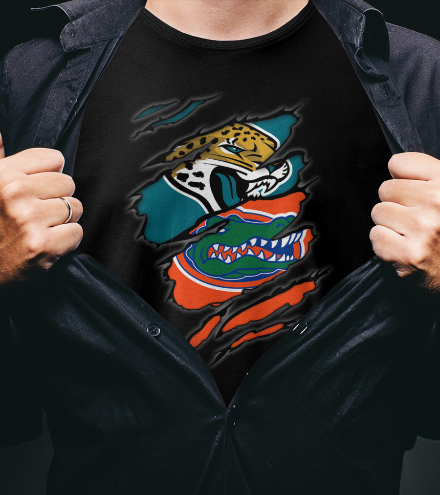Jacksonville Jaguars Florida Gators Dual Logo Claw Marks T-Shirt