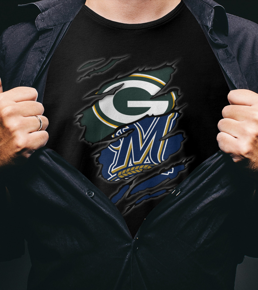 Green Bay Packers Milwaukee Brewers Crossover T-Shirt