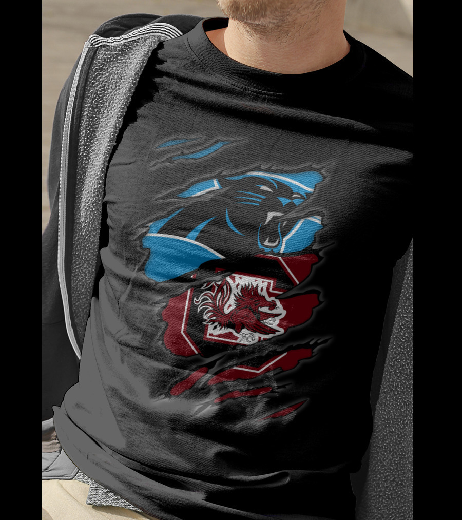 Carolina Panthers South Carolina Gamecocks Logo Mashup T-Shirt