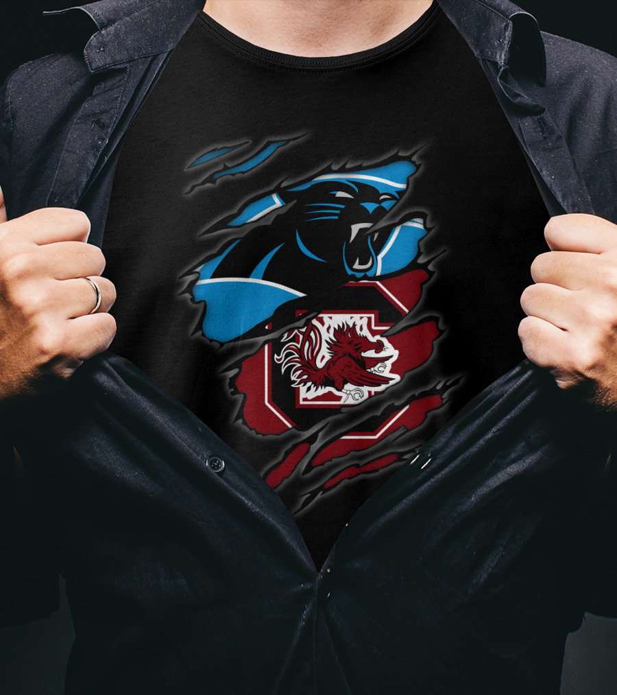 Carolina Panthers South Carolina Gamecocks Logo Mashup T-Shirt