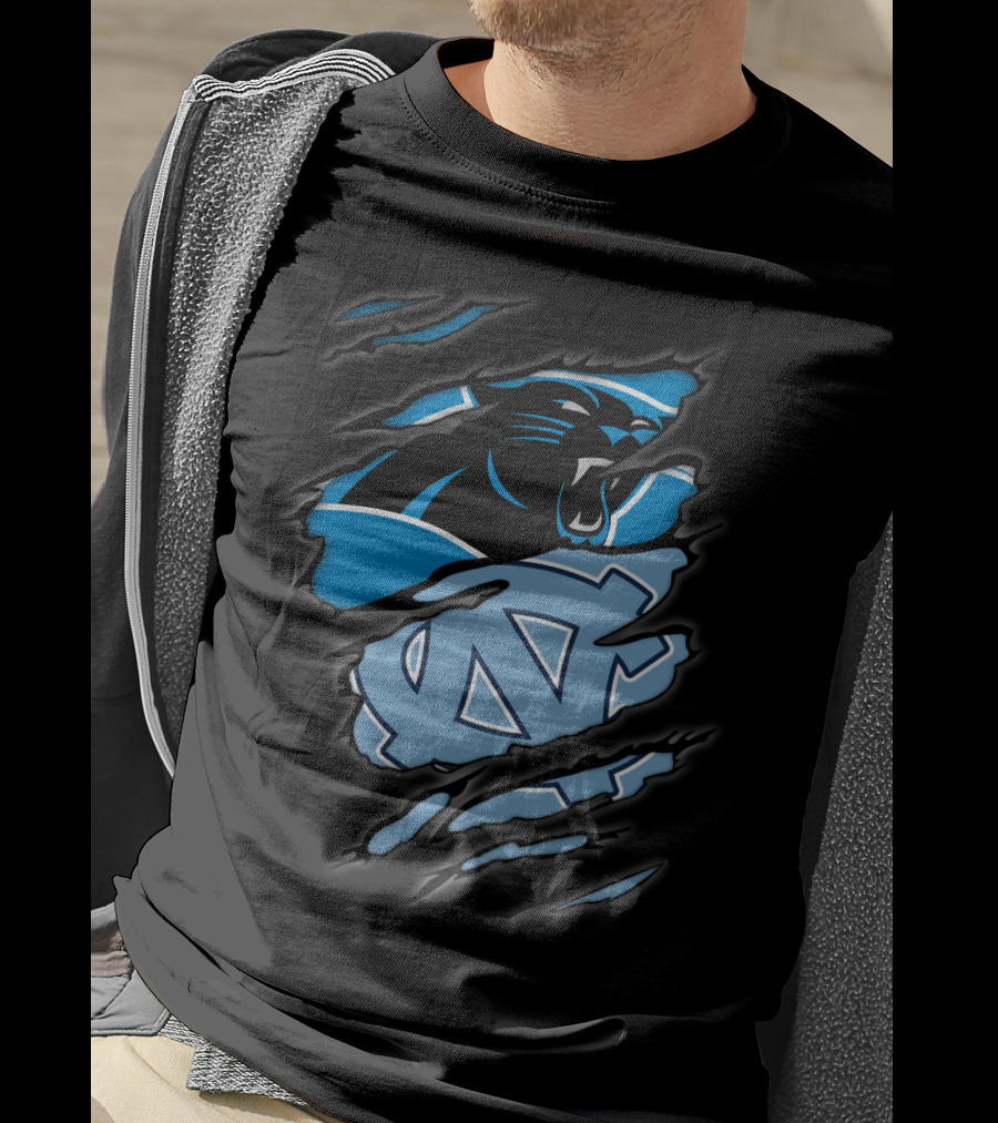 Panthers Tar Heels North Carolina Rip Effect T-Shirt