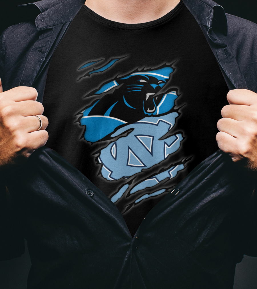 Panthers Tar Heels North Carolina Rip Effect T-Shirt