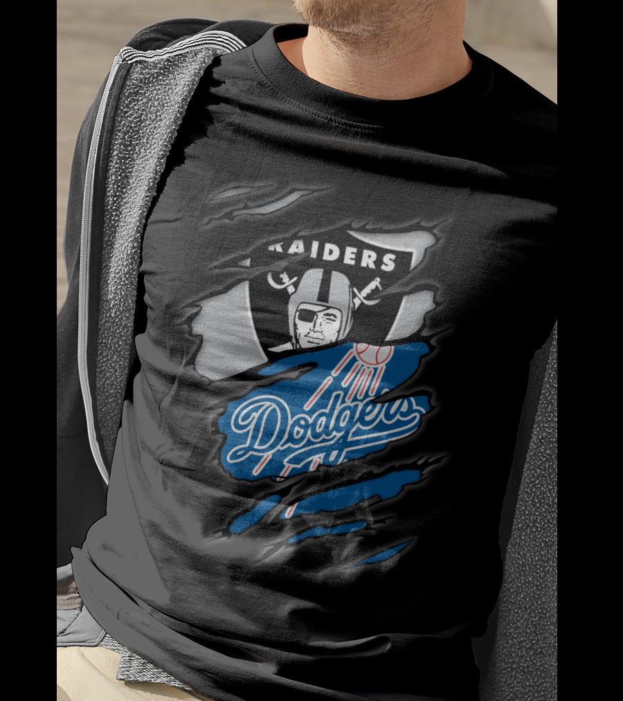 Raiders Dodgers Ripped Layers Fusion T-Shirt