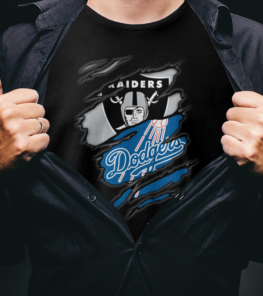 Raiders Dodgers Ripped Layers Fusion T-Shirt