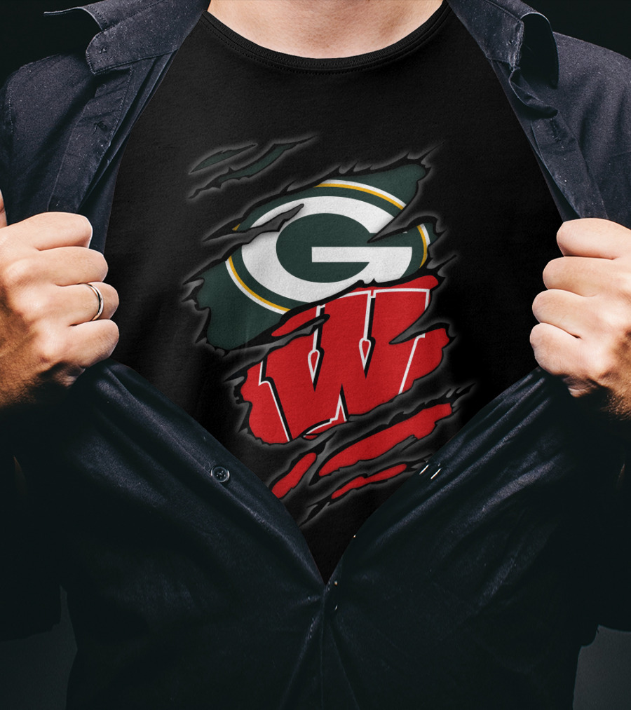 Packers Badgers G W Ripped Claw Marks T-Shirt