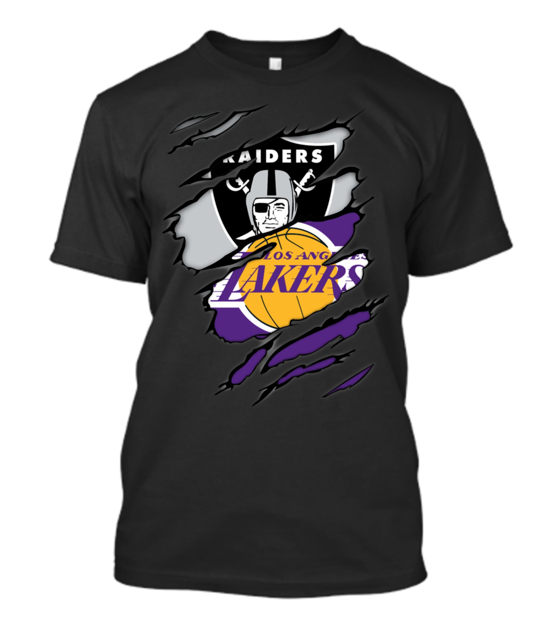 Raiders Los Angeles Lakers Logo Mashup T-Shirt