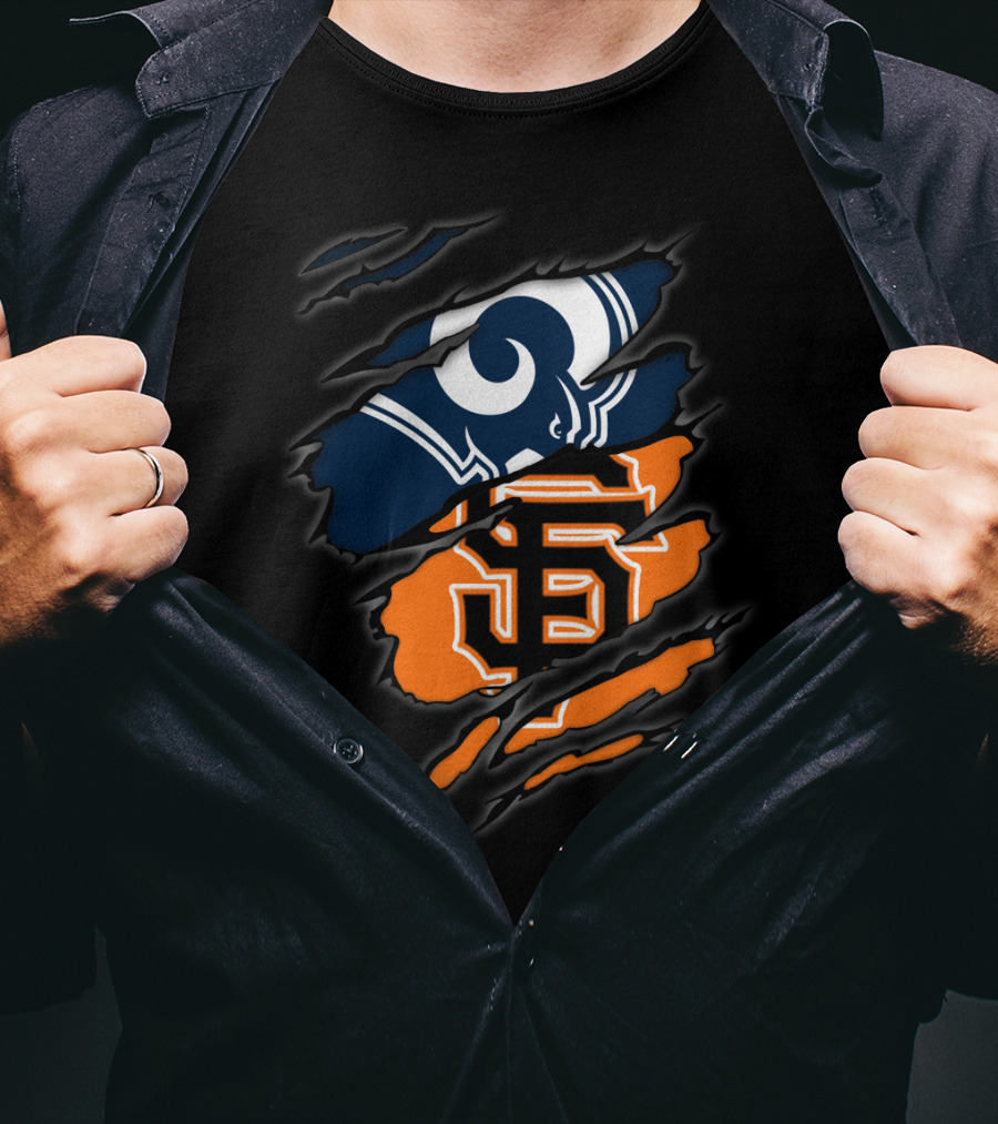 Rams Giants Logos Blue Orange T-Shirt