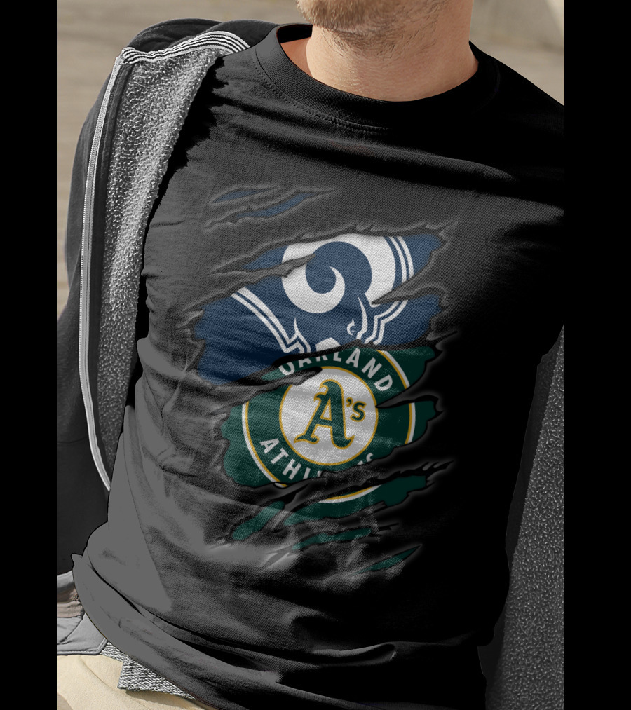 Rams Oakland Athletics A's Logo Fusion T-Shirt