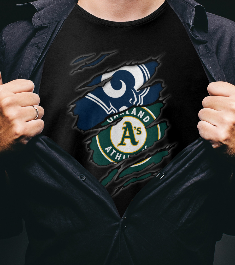 Rams Oakland Athletics A's Logo Fusion T-Shirt