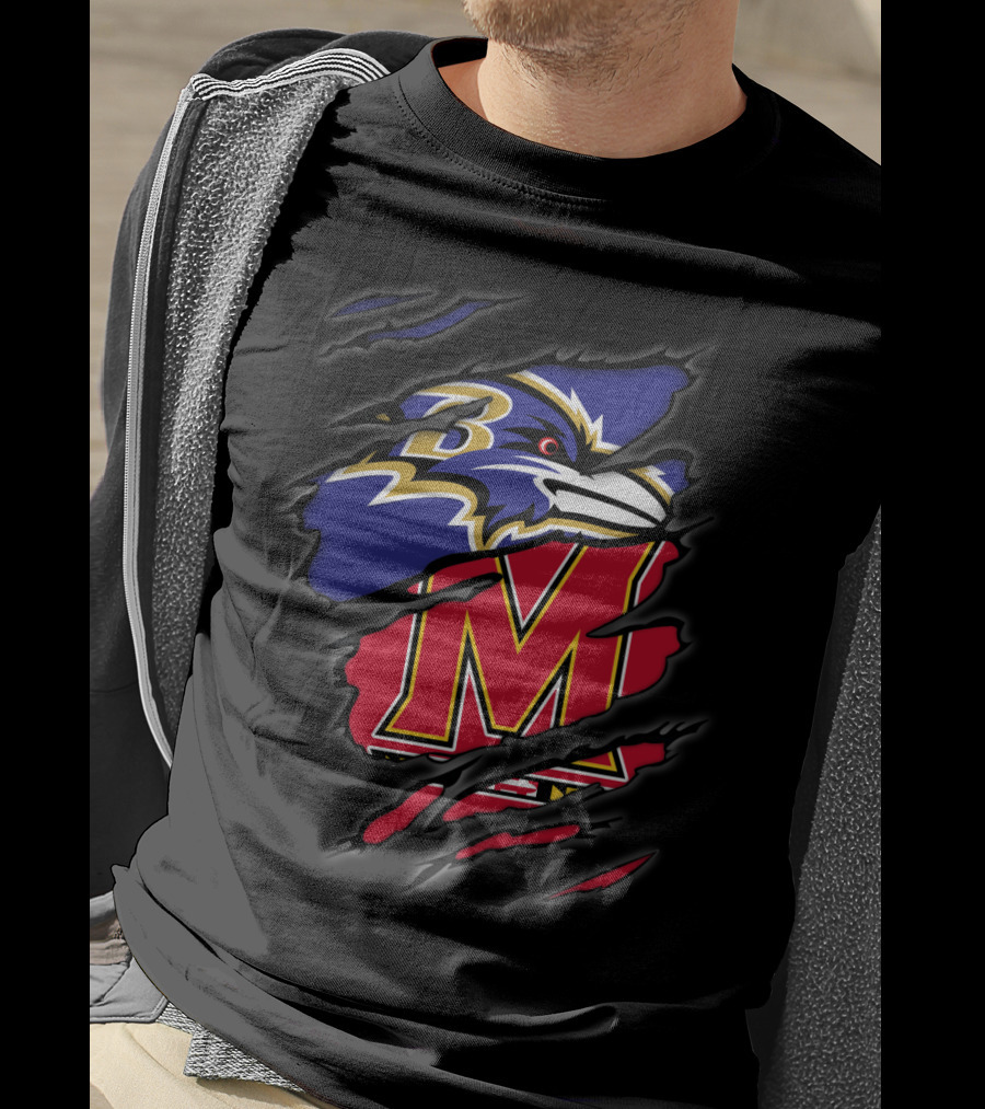 Baltimore Ravens Maryland Terrapins Logo Mashup T-Shirt
