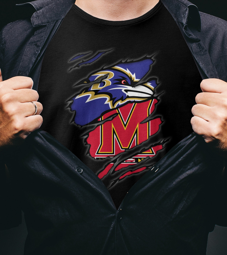 Baltimore Ravens Maryland Terrapins Logo Mashup T-Shirt