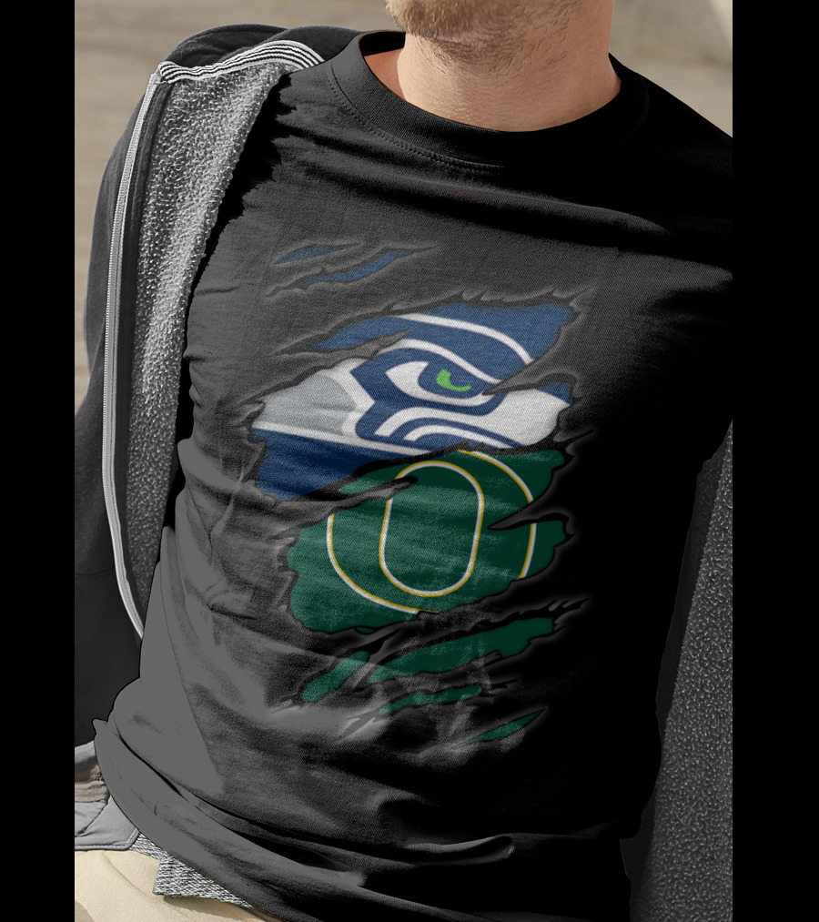 Seahawks Oregon Ducks Logo Mashup T-Shirt