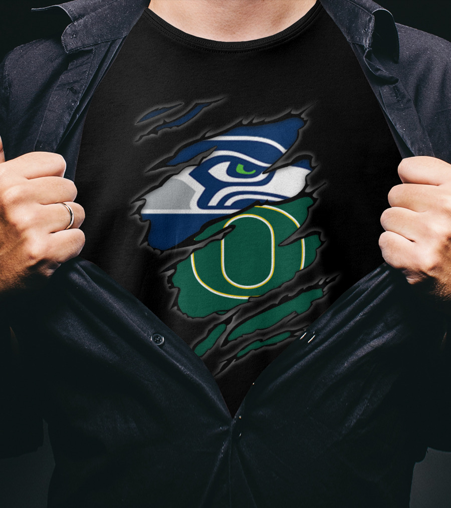 Seahawks Oregon Ducks Logo Mashup T-Shirt