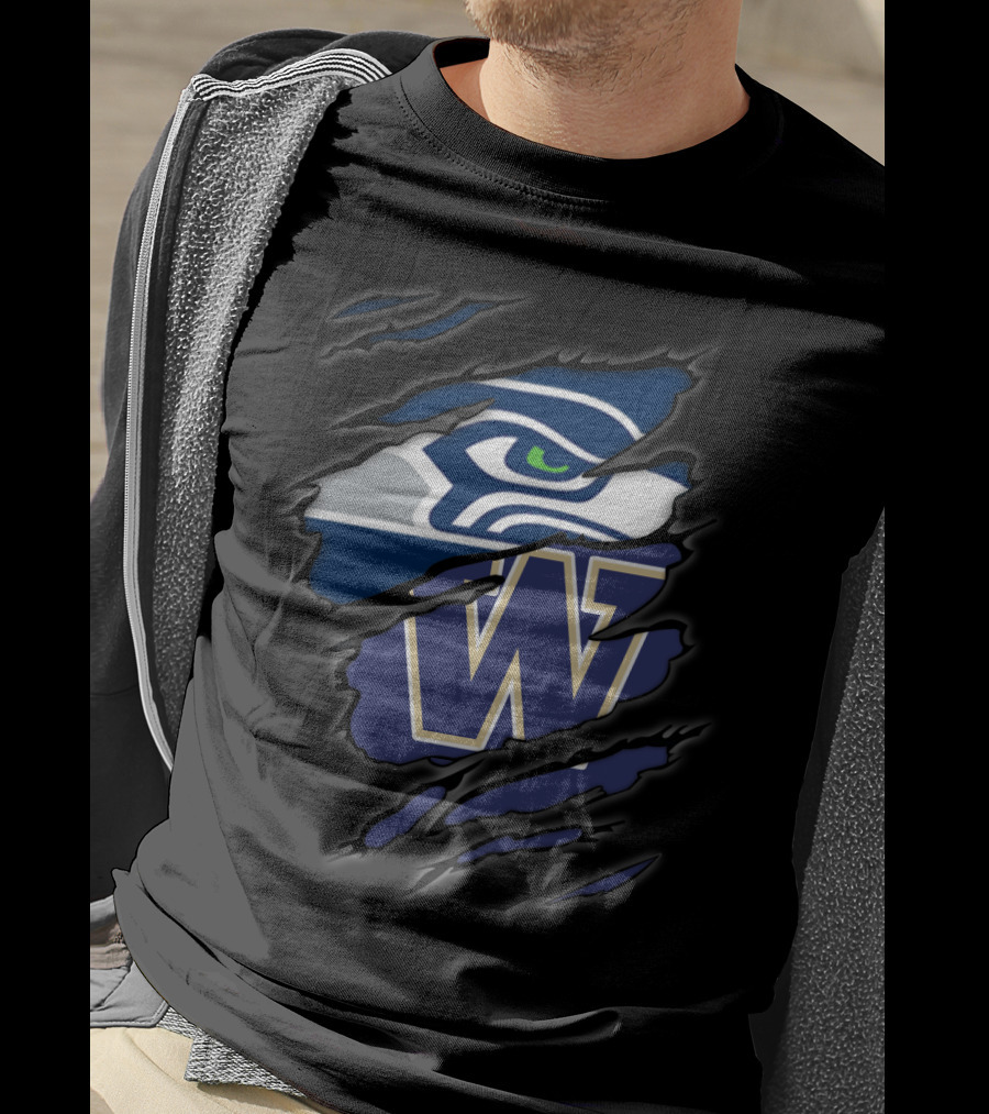 Seahawks Logo University Of Washington Huskies W Claws T-Shirt
