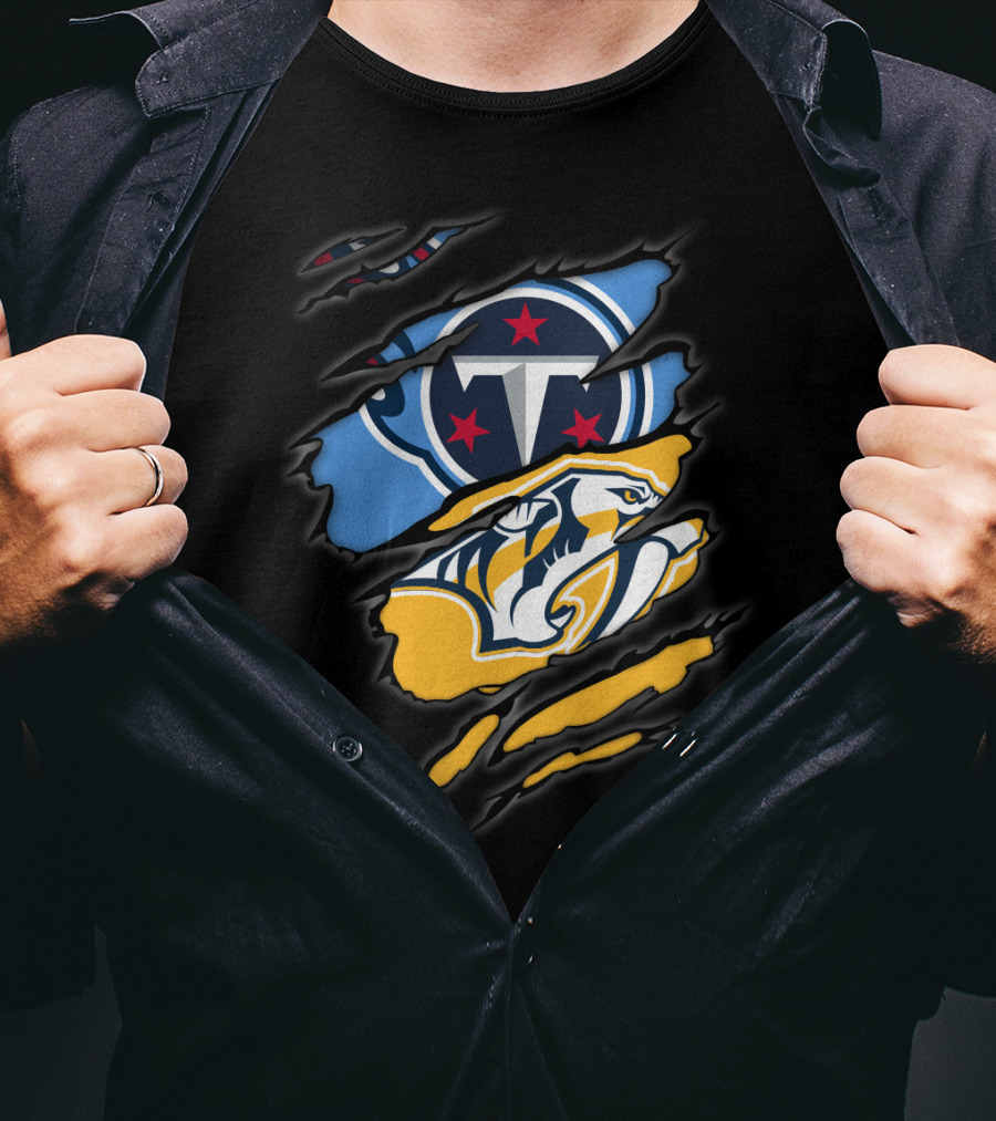 Titans Predators Logos Ripped T-Shirt
