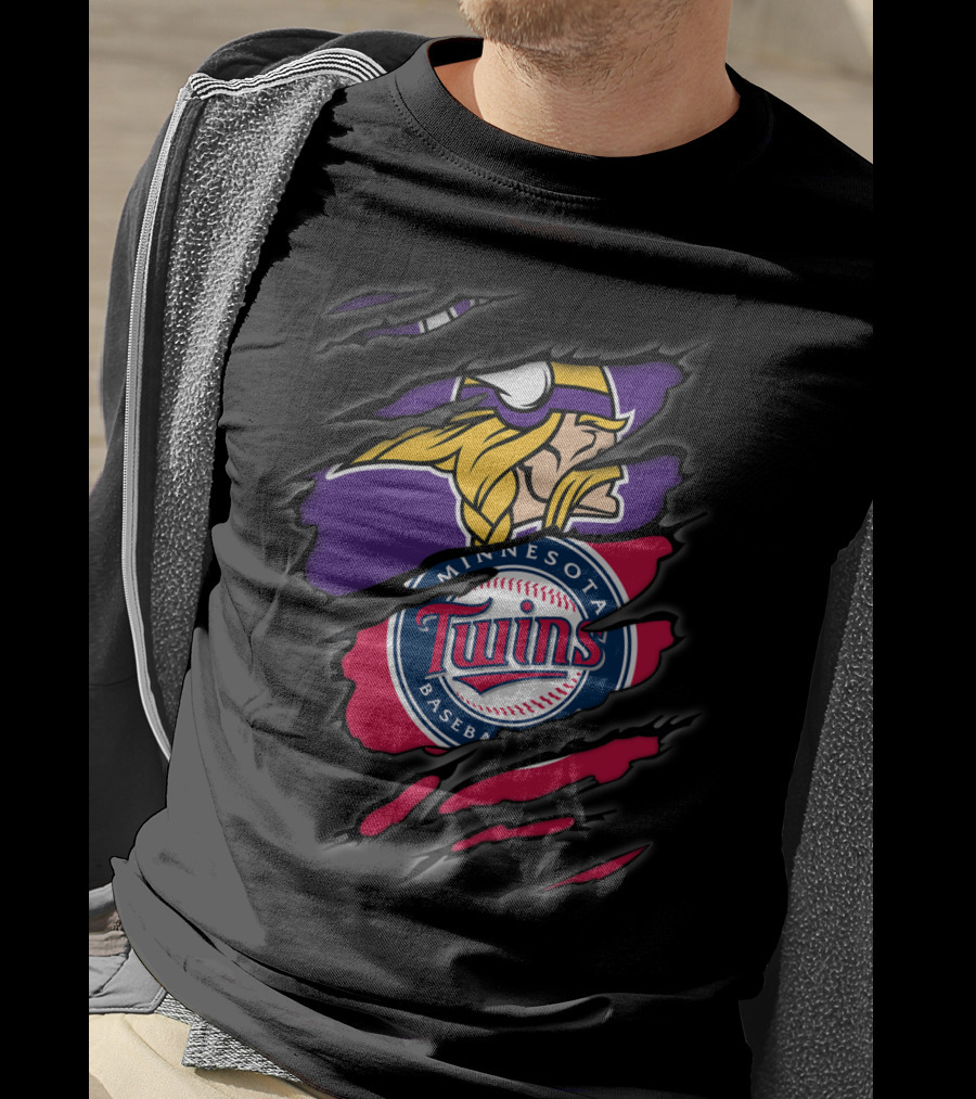 Minnesota Vikings Twins Baseball T-Shirt