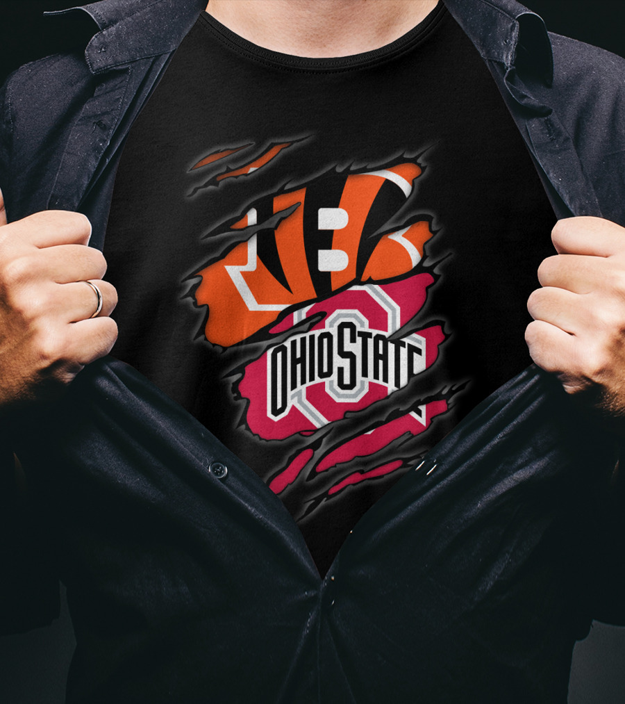 Bengals Ohio State Ripped Logo Fusion T-Shirt
