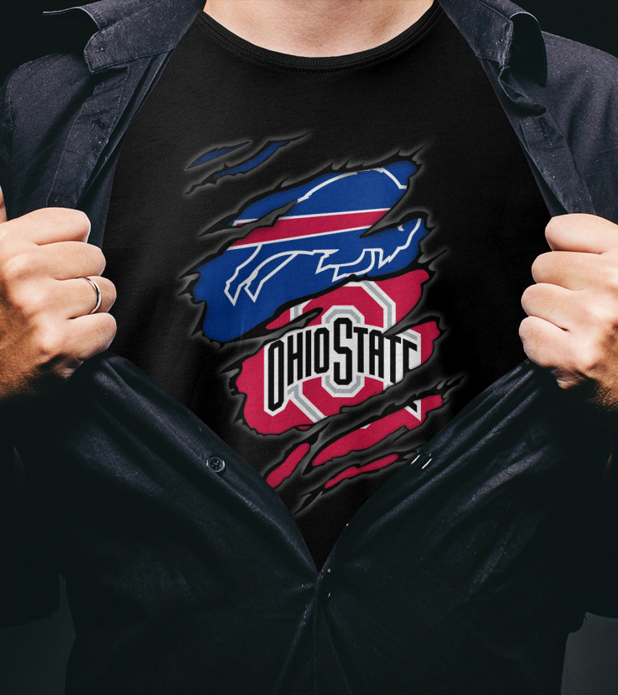 Bills Ohio State Torn Layered Emblem T-Shirt
