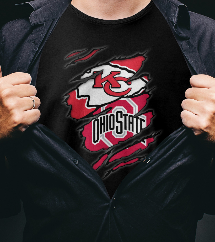KC Chiefs Ohio State Buckeyes Ripped T-Shirt