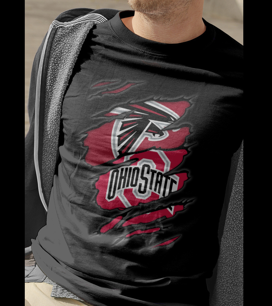 Falcons Ohio State Logo Ripped T-Shirt