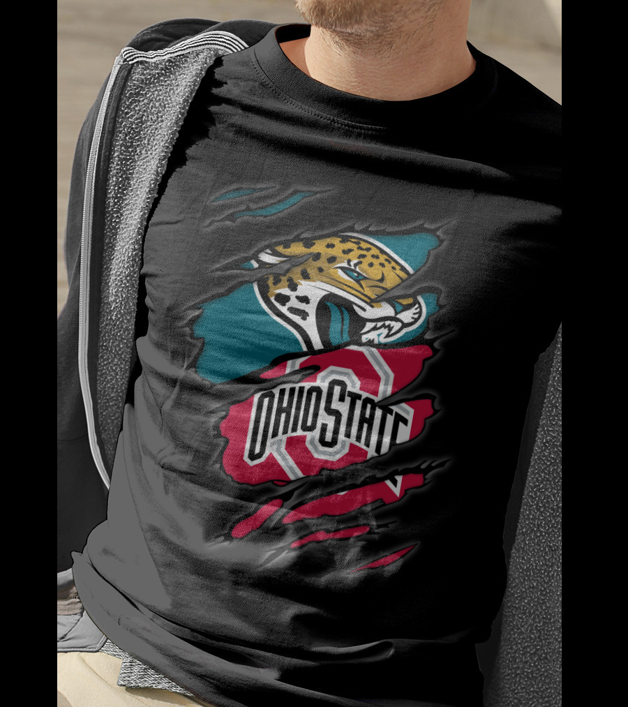 Jaguars Ohio State Claw Mark Logo Fusion T-Shirt