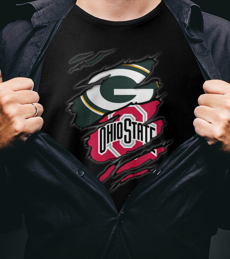 Packers Ohio State Torn Logo Fusion T-Shirt