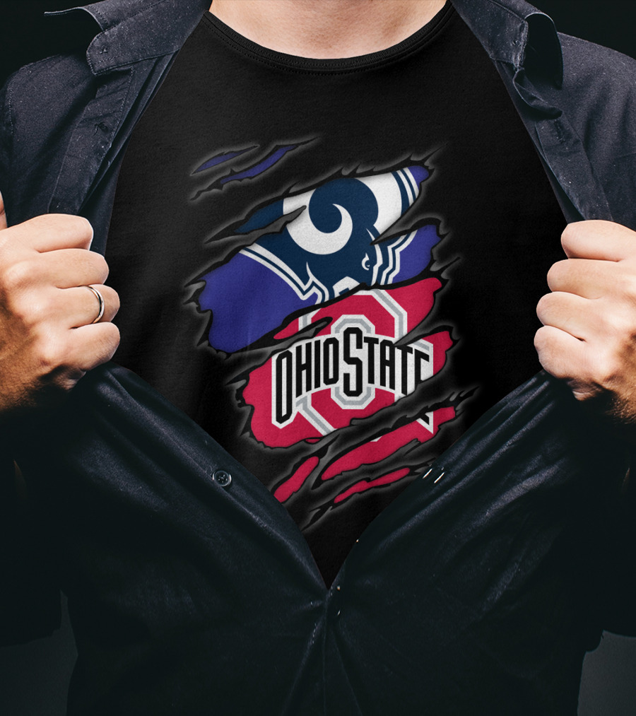 Rams Ohio State Football Fusion Torn Fabric T-Shirt