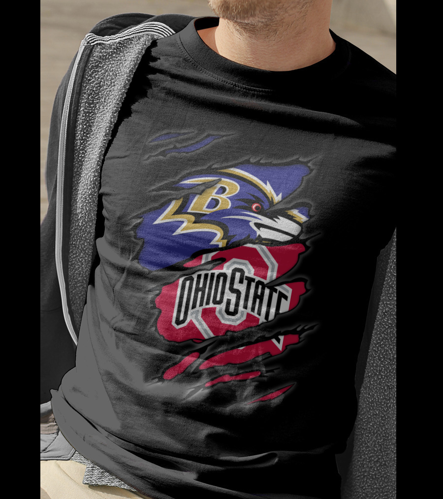 Ravens Ohio State Logo Tear T-Shirt