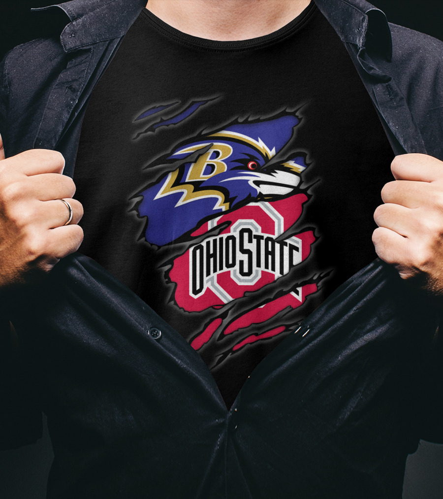 Ravens Ohio State Logo Tear T-Shirt