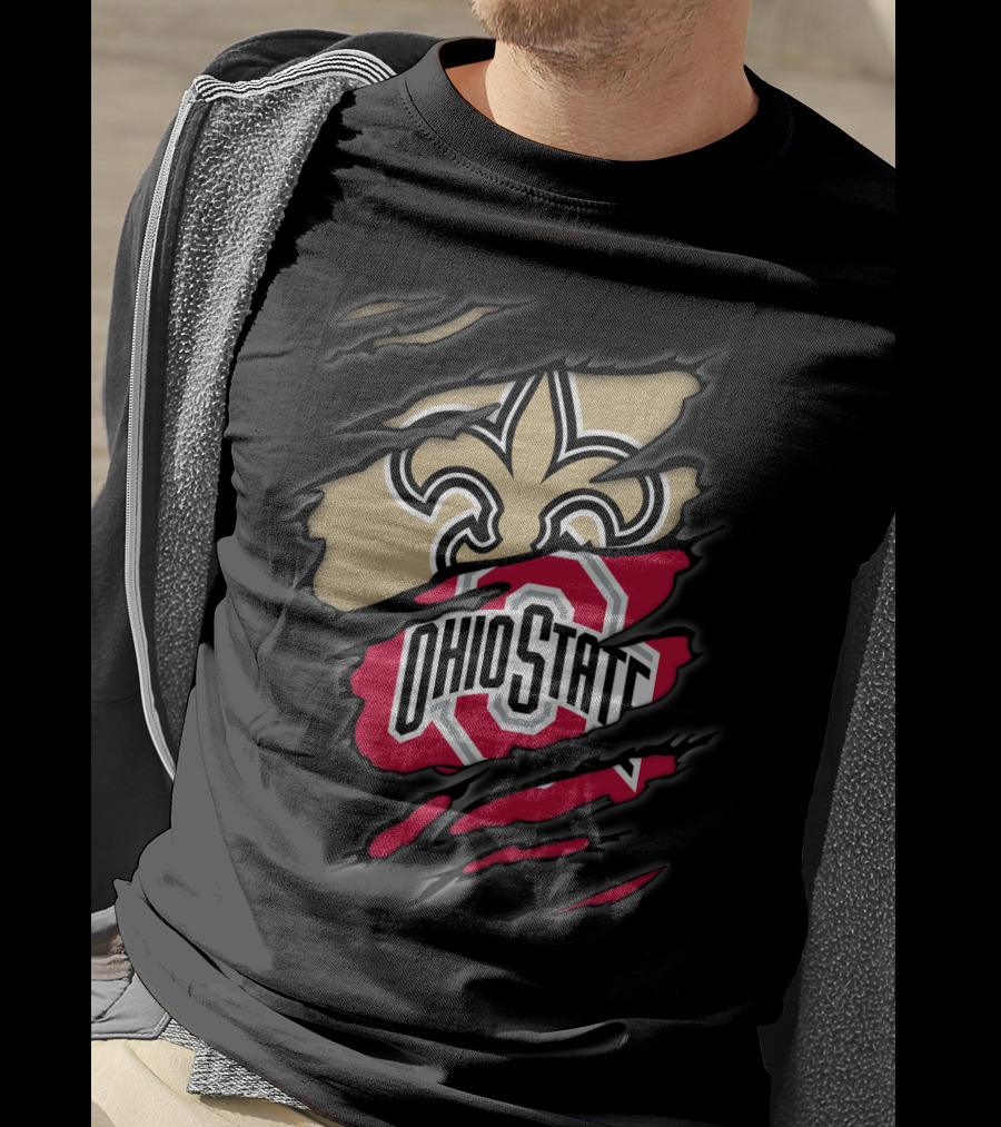 Ohio State Buckeyes New Orleans Saints Fleur-de-Lis T-Shirt