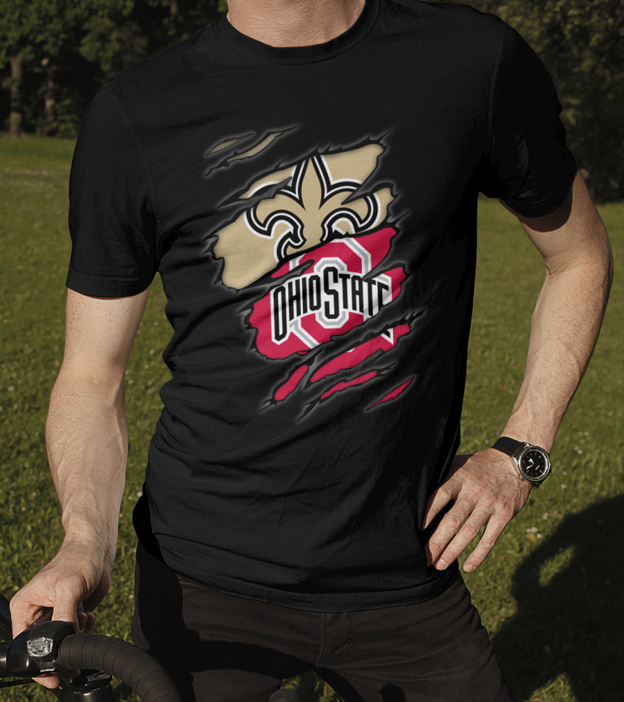 Ohio State Buckeyes New Orleans Saints Fleur-de-Lis T-Shirt