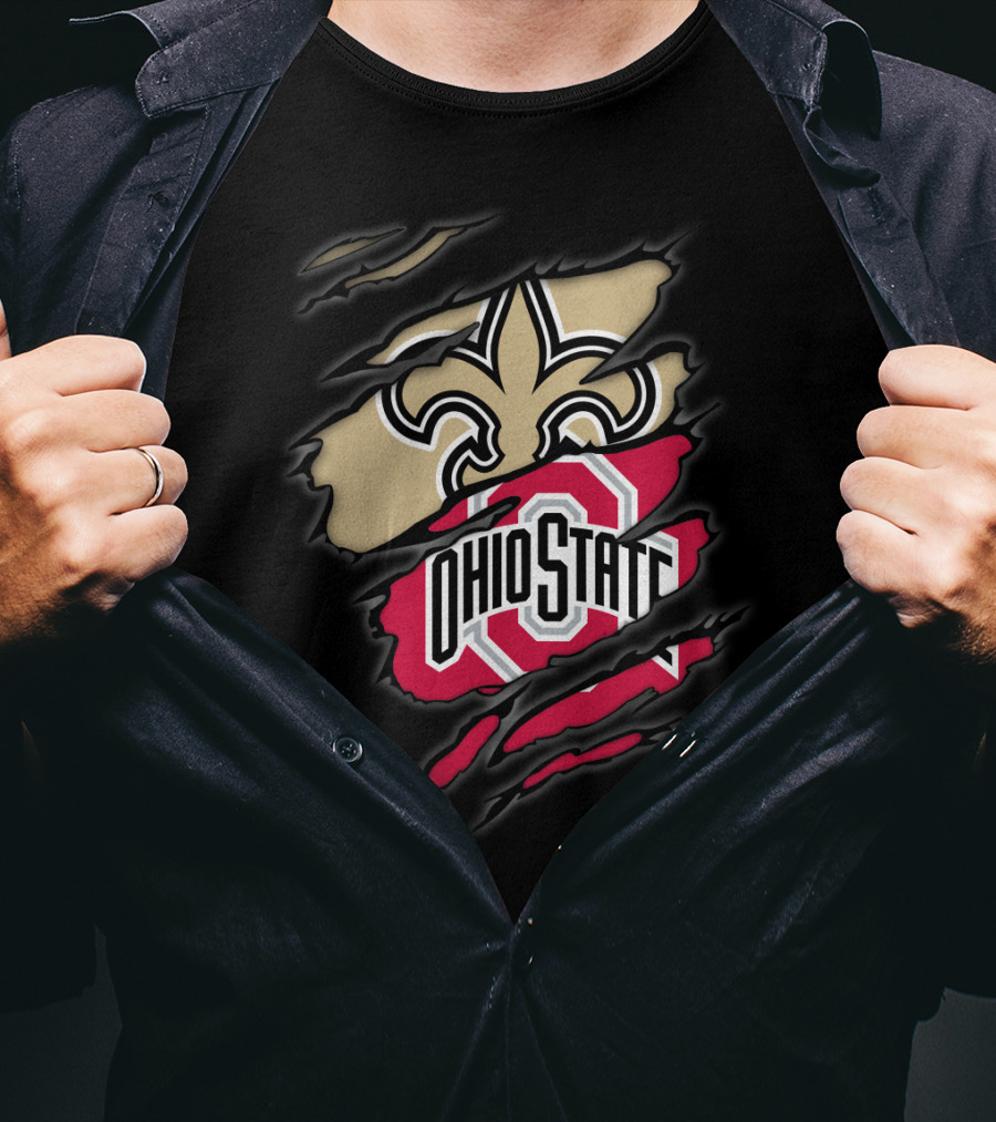 Ohio State Buckeyes New Orleans Saints Fleur-de-Lis T-Shirt