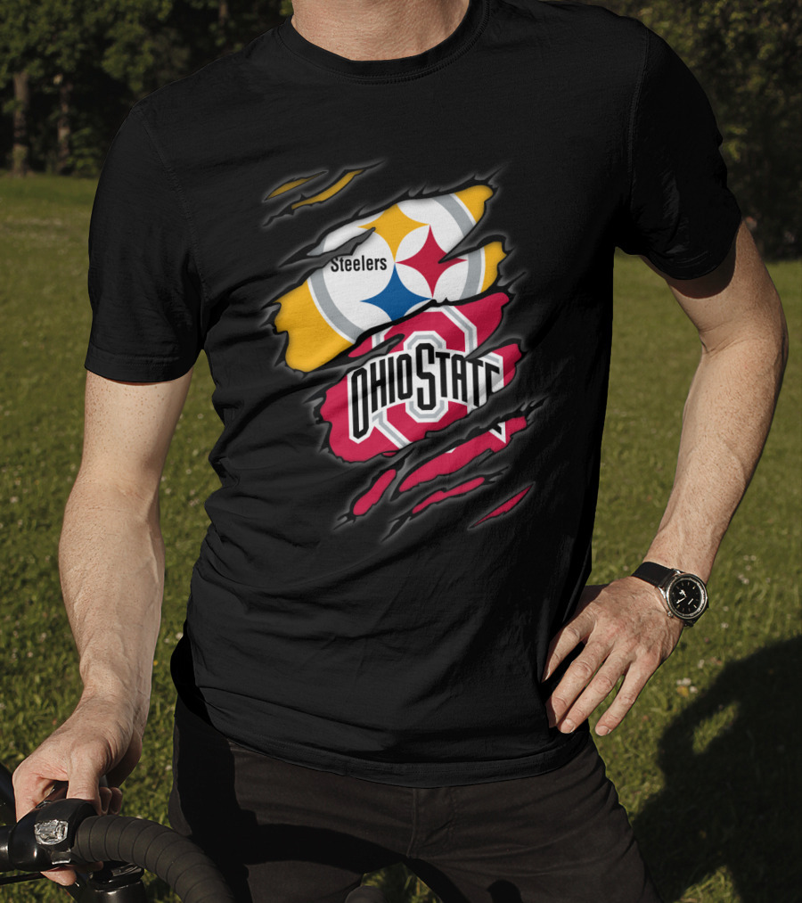 Steelers And Ohio State Logo Fusion T-Shirt
