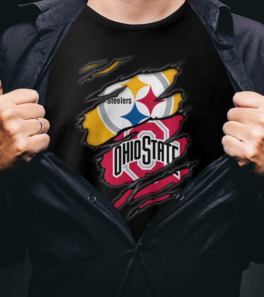 Steelers And Ohio State Logo Fusion T-Shirt
