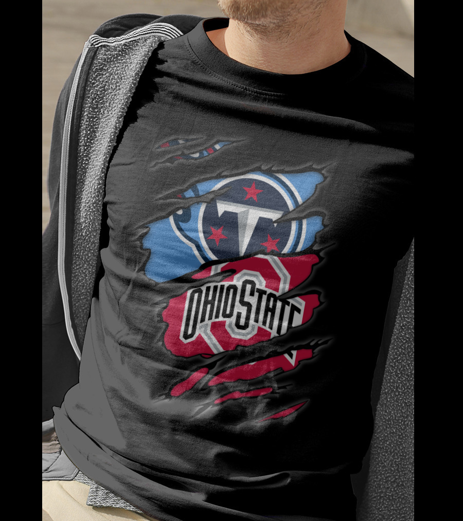 Titans Logo Ohio State Emblem Tear T-Shirt