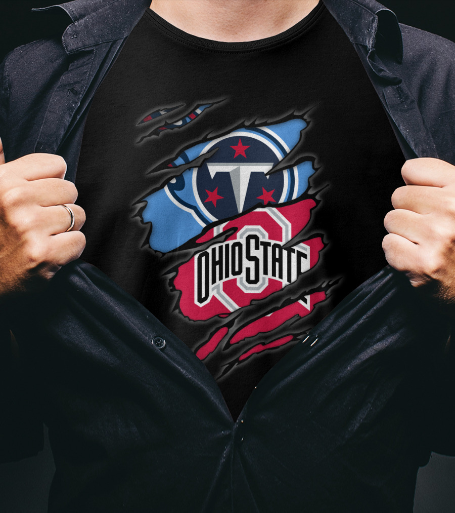 Titans Logo Ohio State Emblem Tear T-Shirt