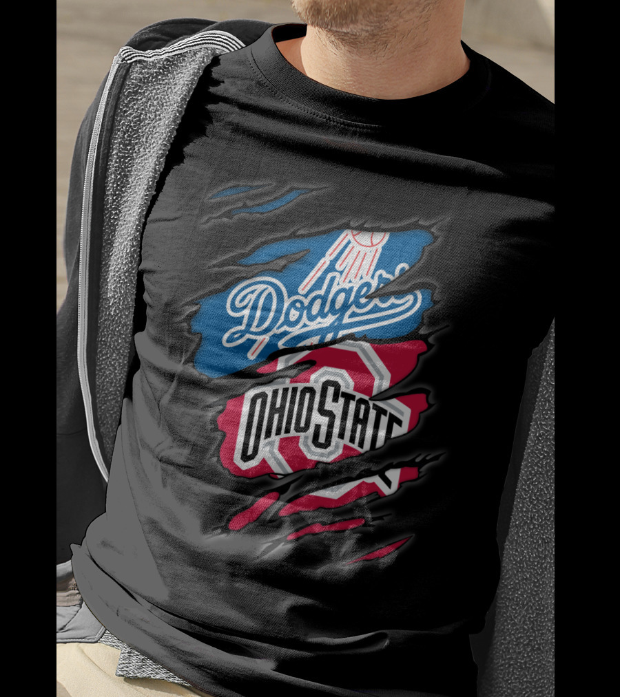 Dodgers Ohio State Hidden Logos Torn Reveal T-Shirt