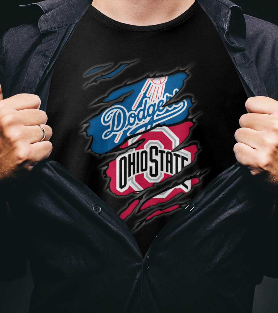 Dodgers Ohio State Hidden Logos Torn Reveal T-Shirt