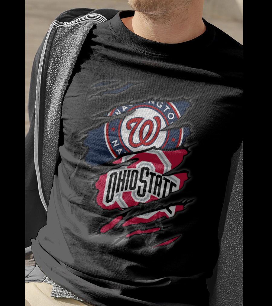 Washington Nationals Ohio State Buckeyes Logo Fusion T-Shirt