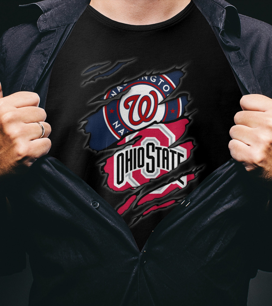 Washington Nationals Ohio State Buckeyes Logo Fusion T-Shirt